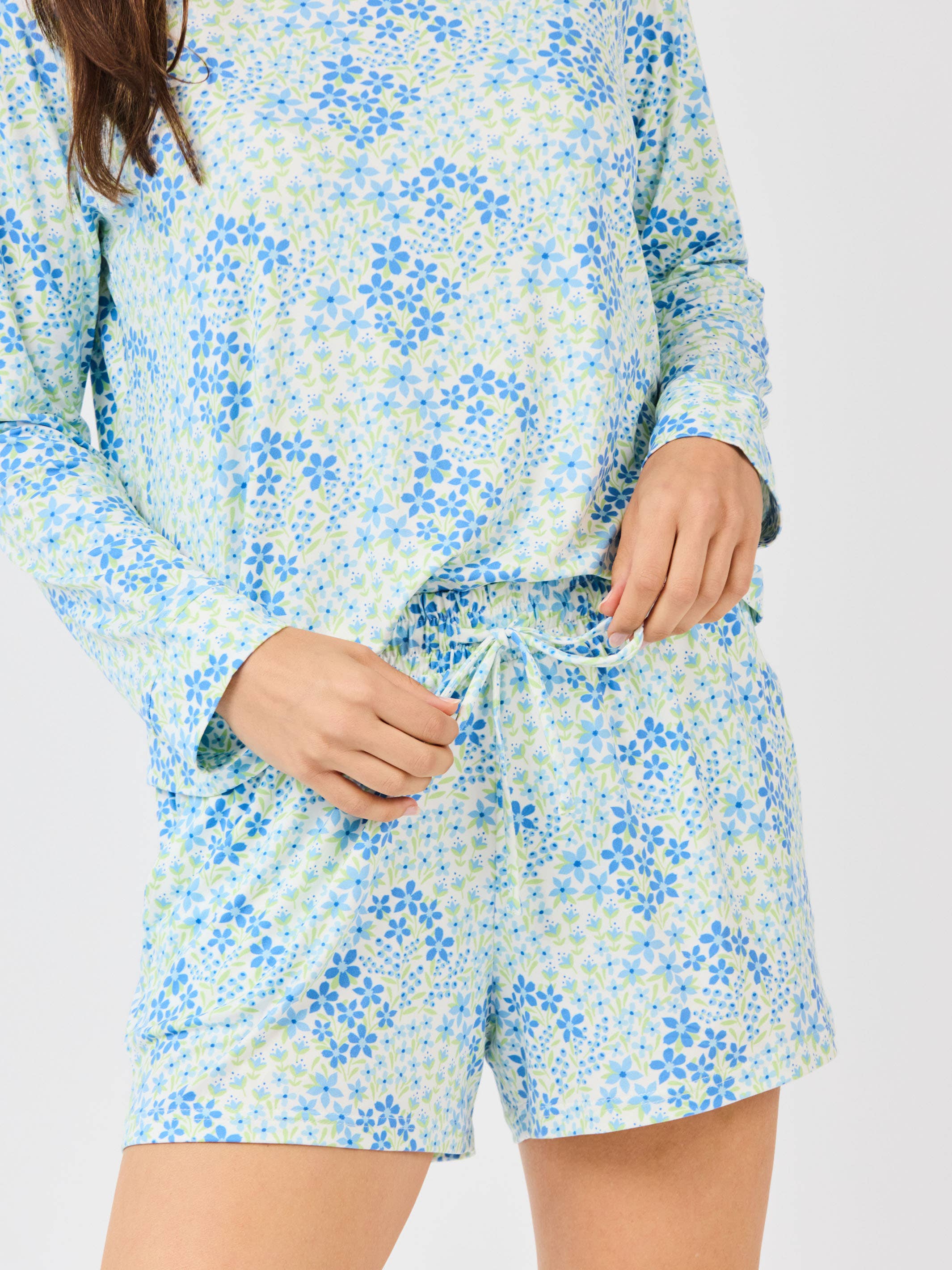 Women's Annie Pajama Shorts Set | Larkspur Fields Blue: PK S-L