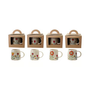 Stoneware Mug with Flowers