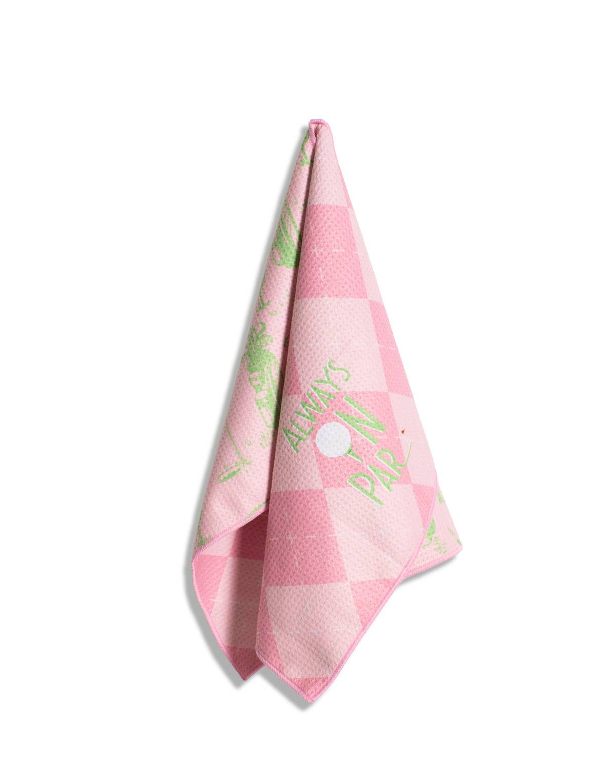 On Par Waffle Sports Towel Pink/Green 17x24
