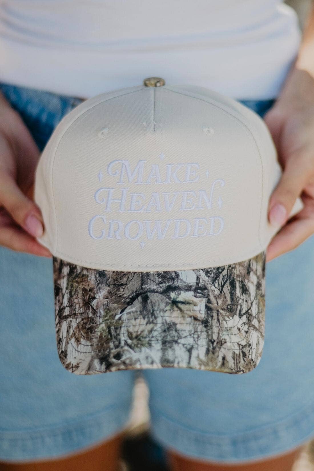 Make Heaven Crowded Vintage Trucker Hats Grad Gifts: Light Blue Floral