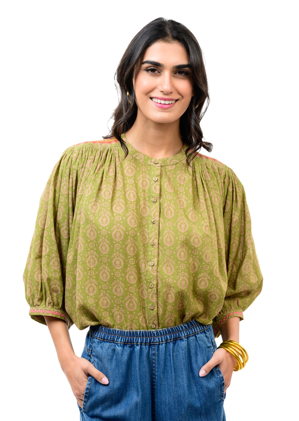 Yoke Embroidered Top