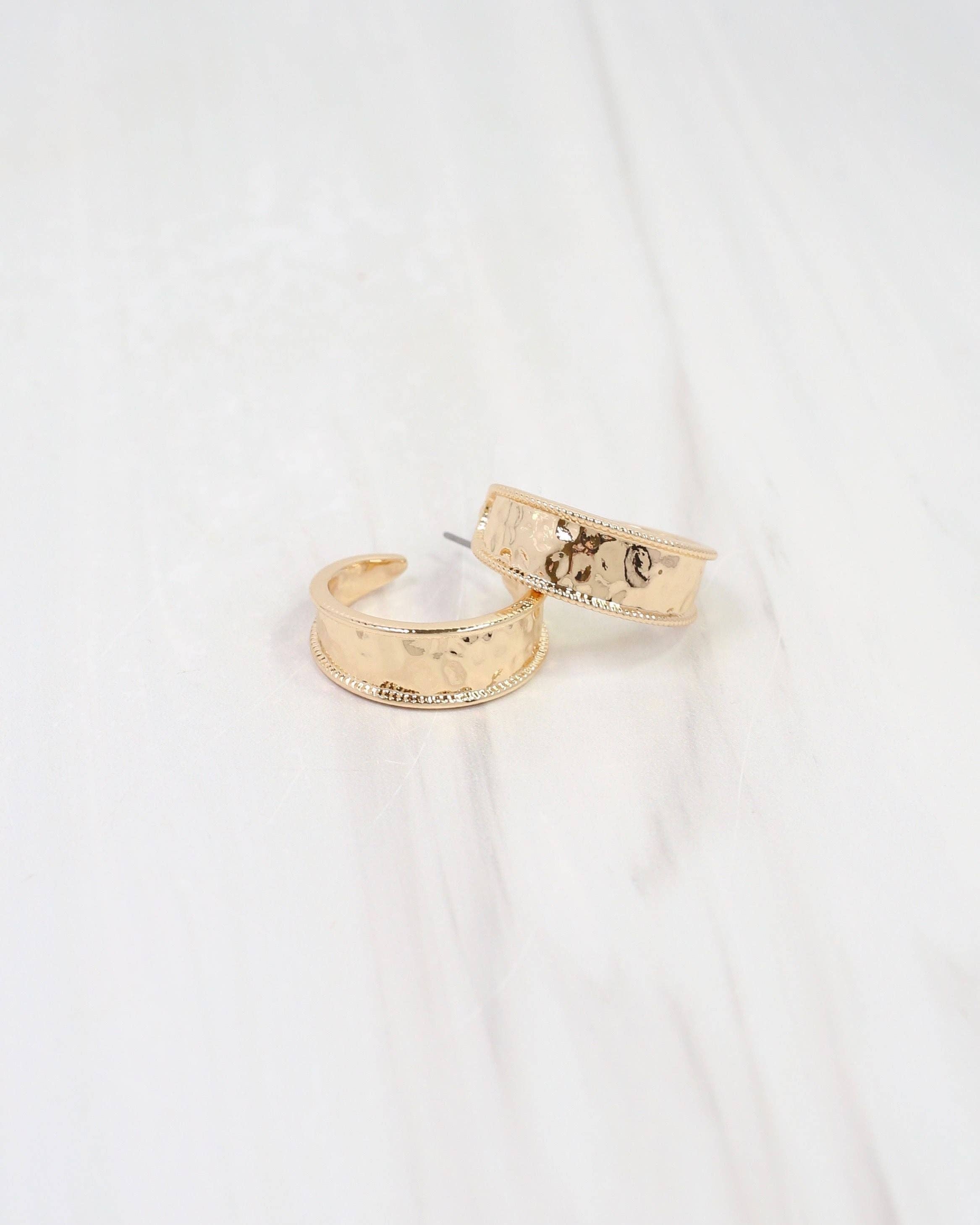 Duncan Hammered Hoop Earring Gold