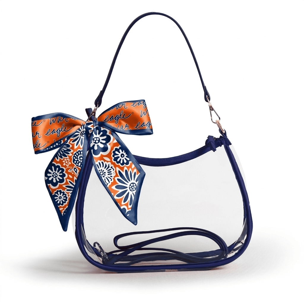 Auburn Tigers Sara Clear Purse with Skinny Scarf – Large Stadium Bag