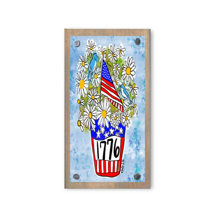 1776 Patriotic Driftwood Happy Block