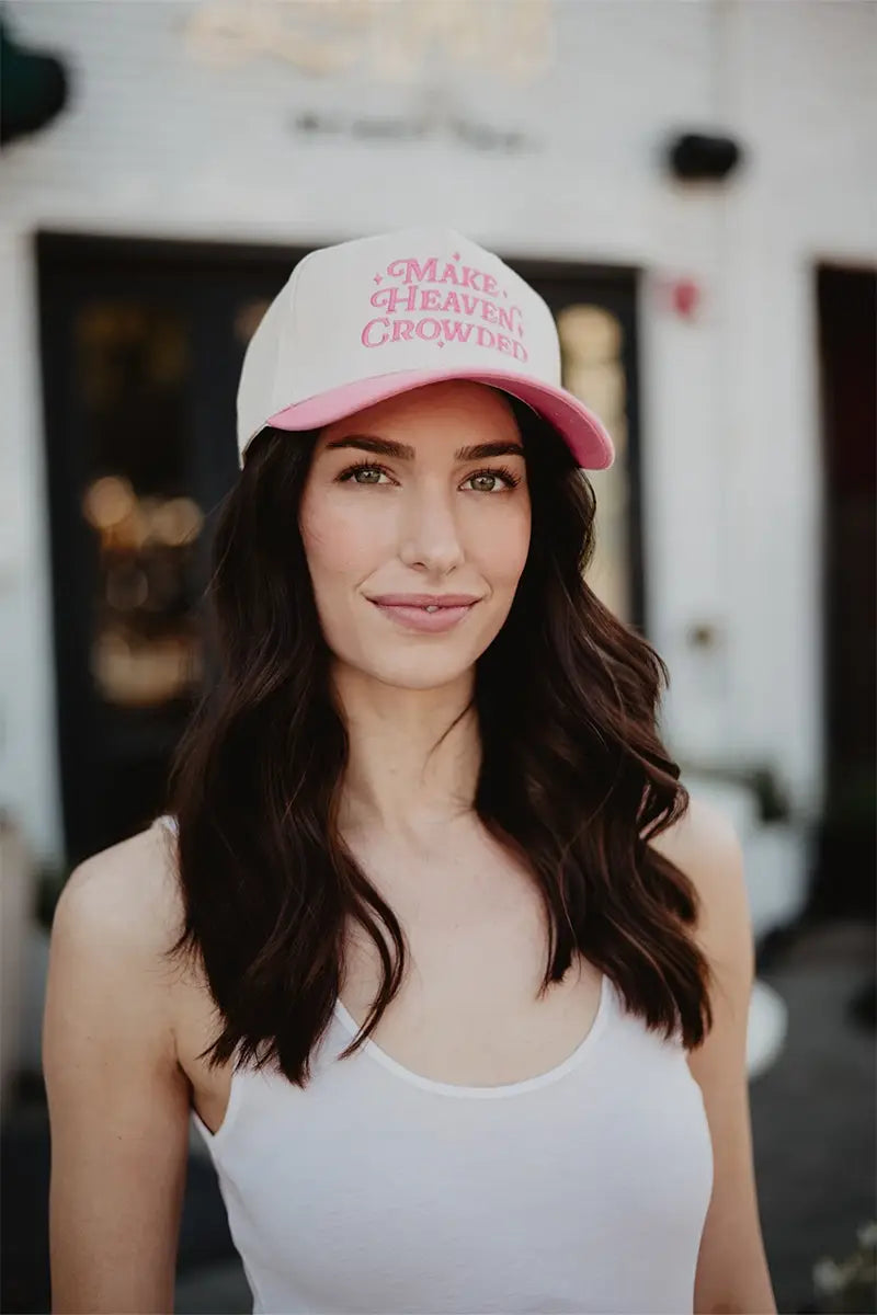Make Heaven Crowded Vintage Trucker Hats Grad Gifts: Light Blue Floral