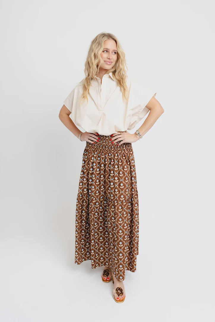 FLORAL SMOCK TIER MAXI SKIRT