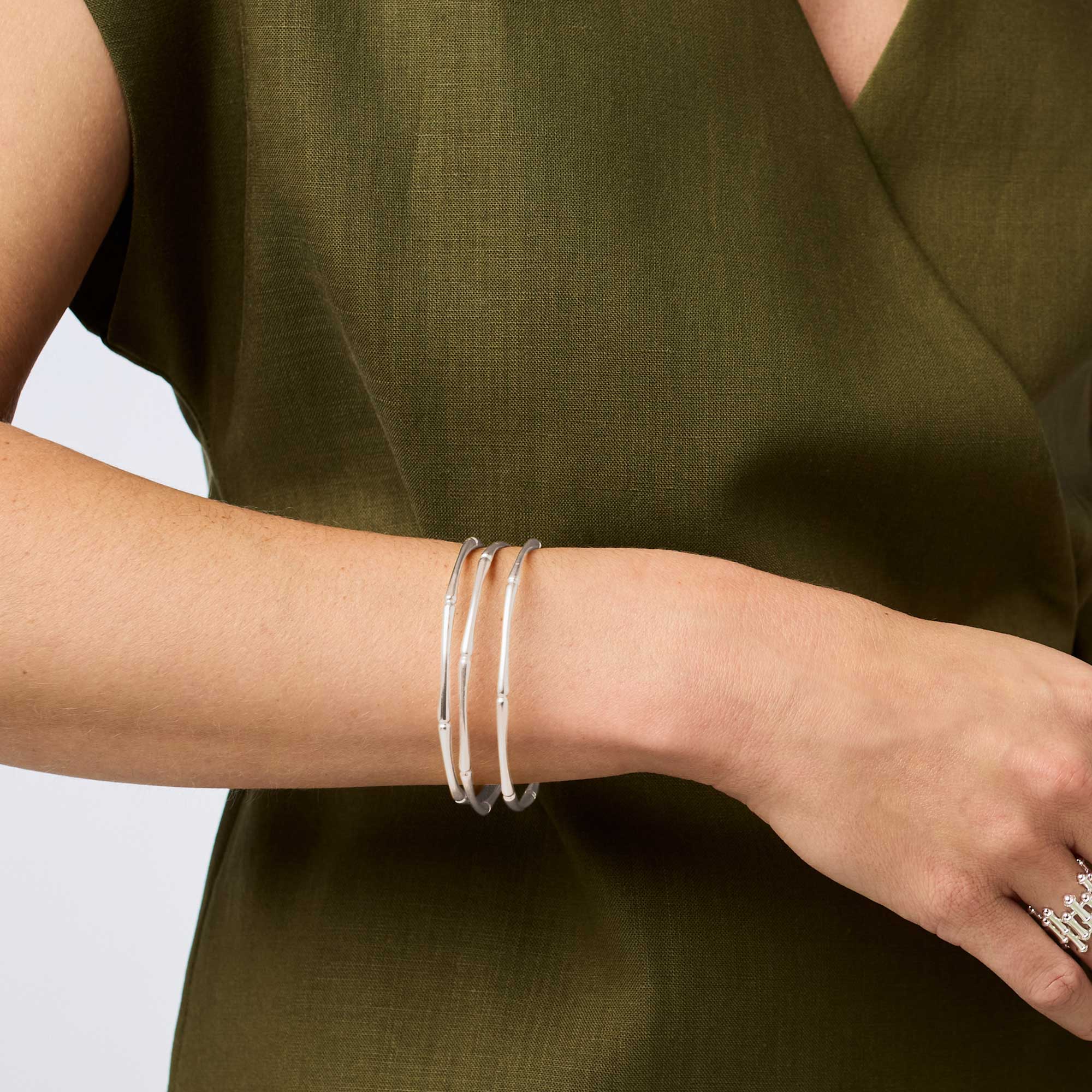 Bamboo Bangle- Silver