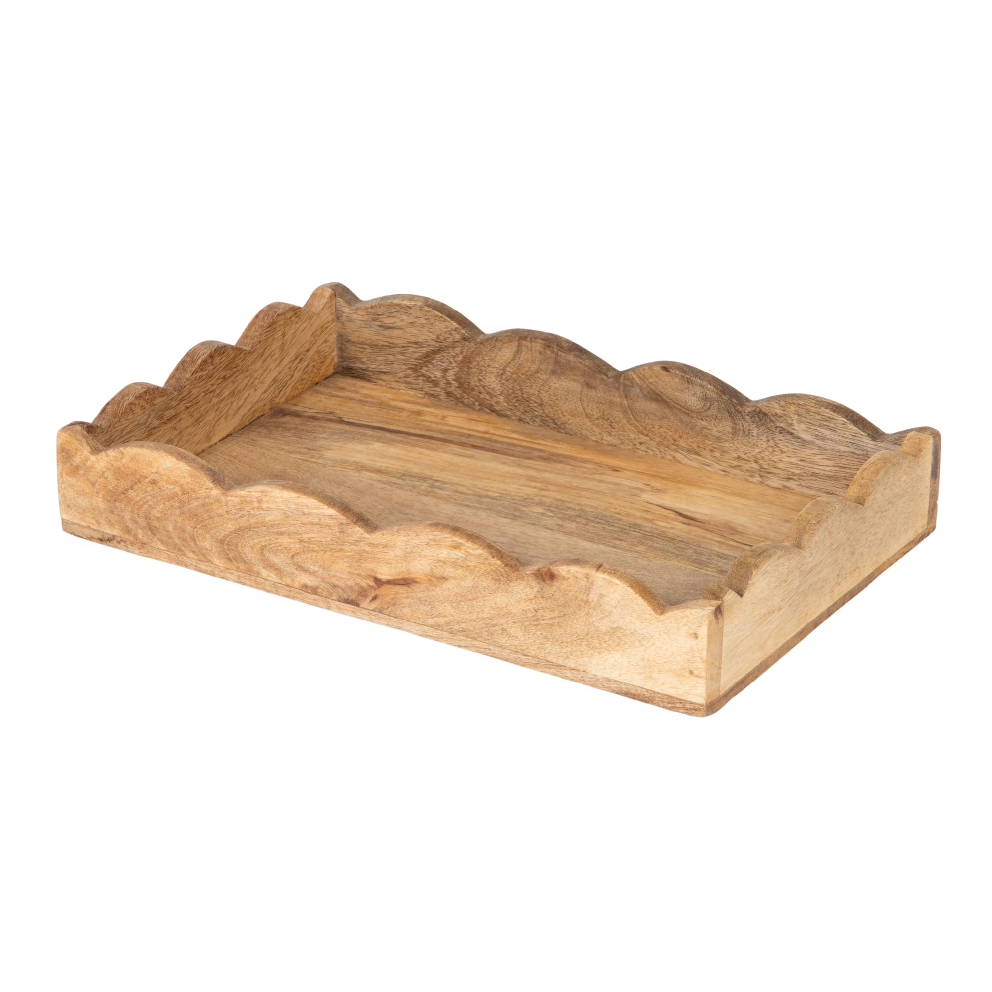 Mango Wood Scalloped Tray, Natural