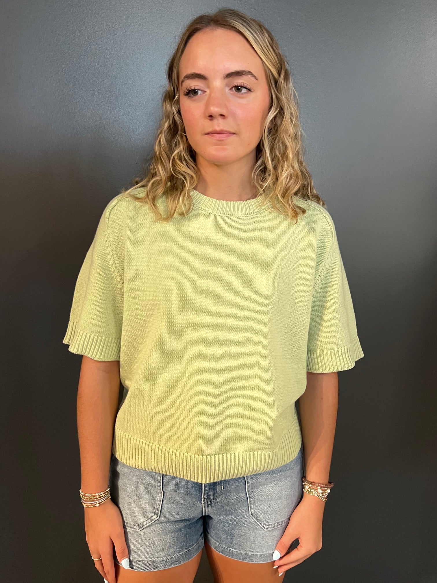 Mint Leaf Sweater Top w/ Raglan Sleeves