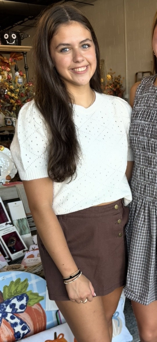 Chocolate Denim Wrap Skort