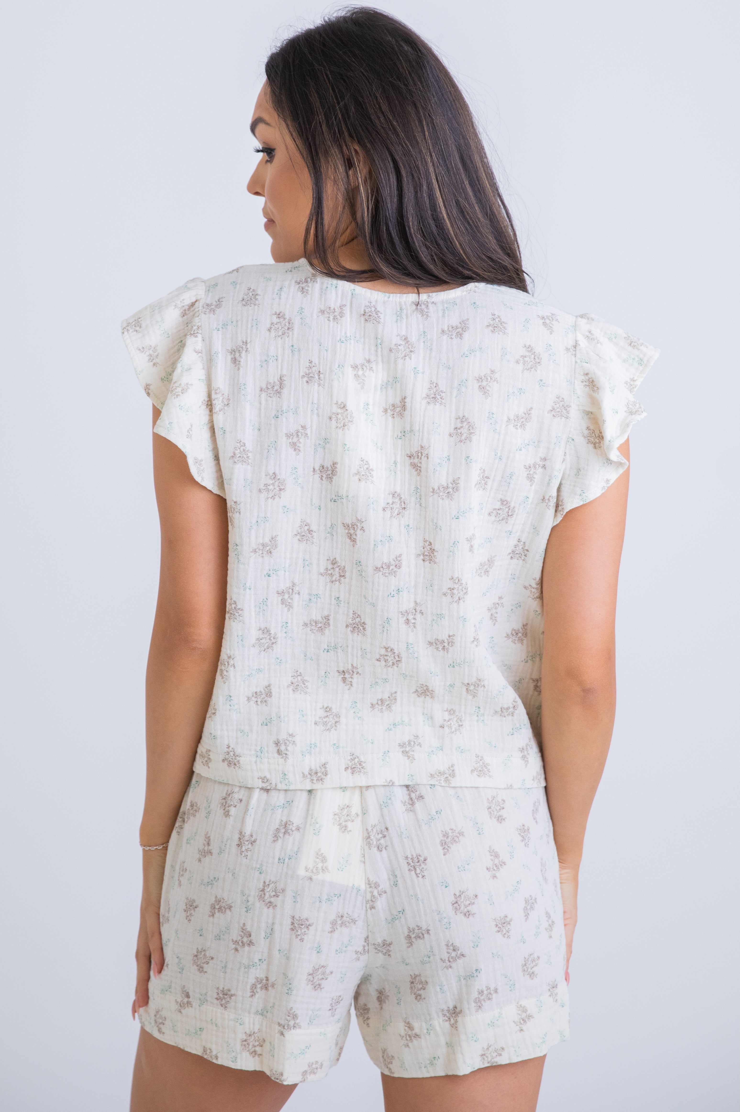 Vintage Floral Gauze Vneck Top