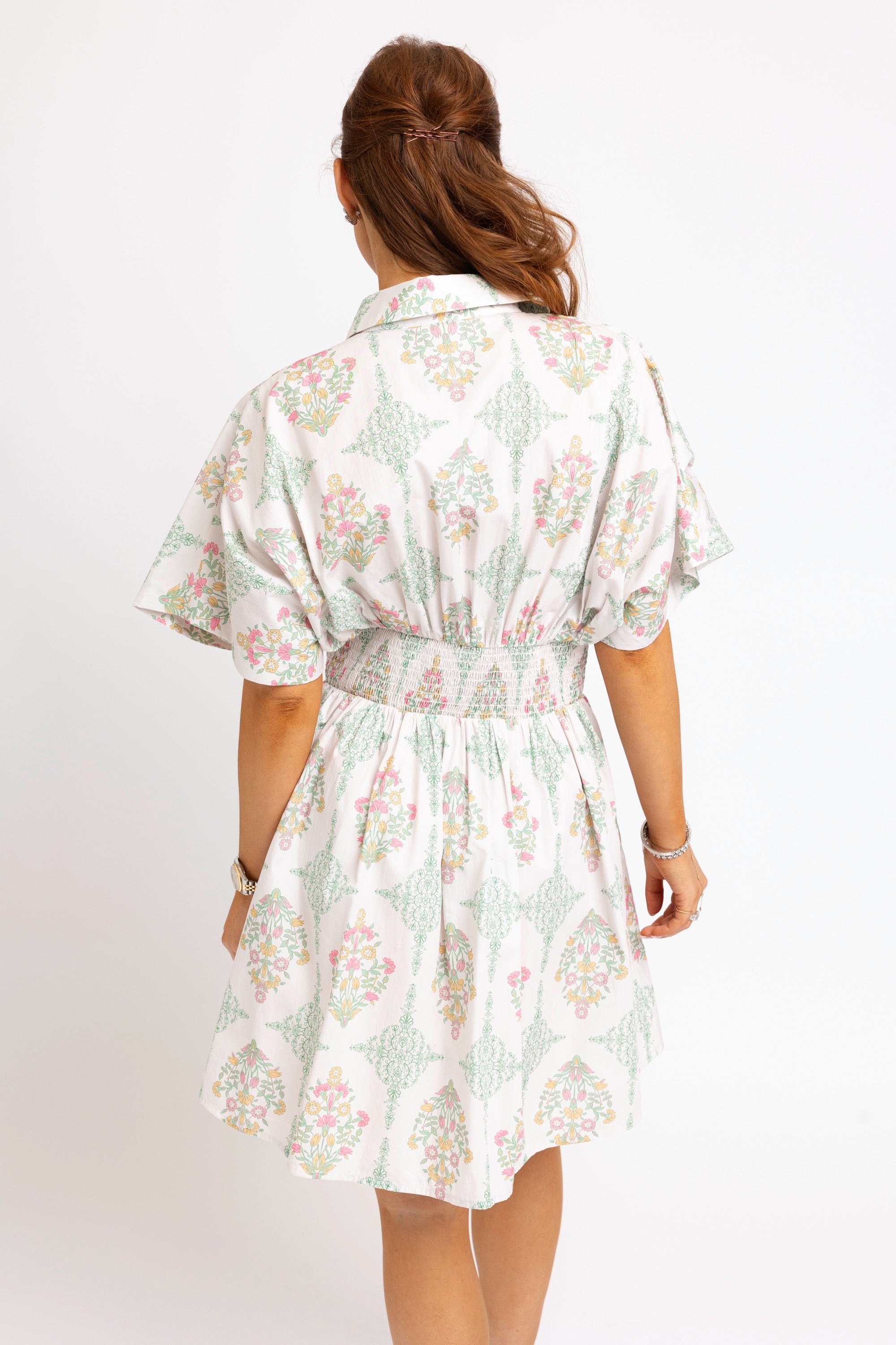 Vintage Floral Button Shirt Dress