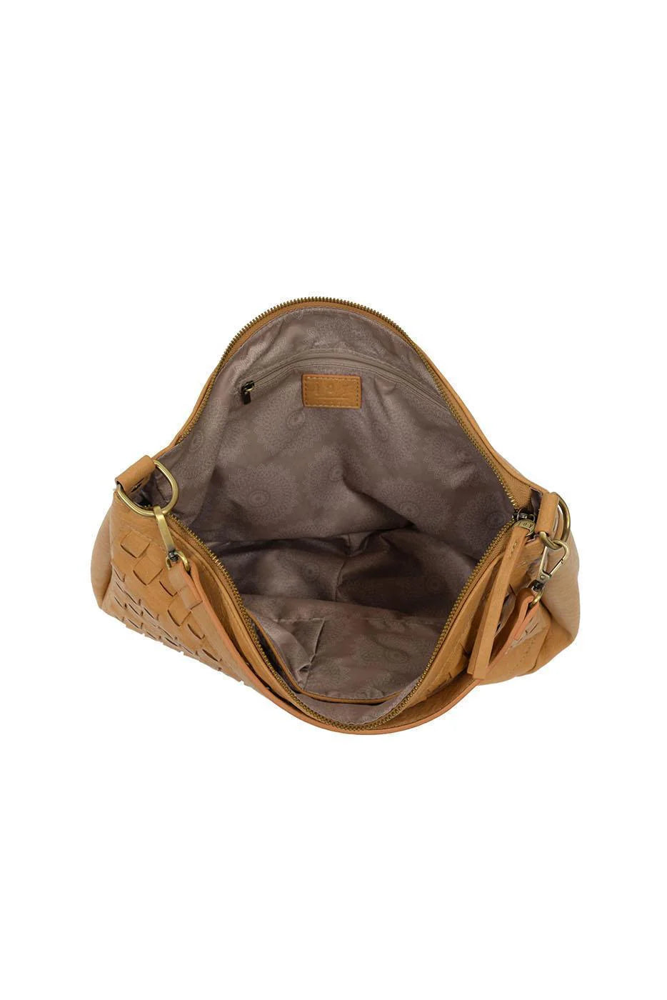Camel Kali Woven Slouchy Hobo