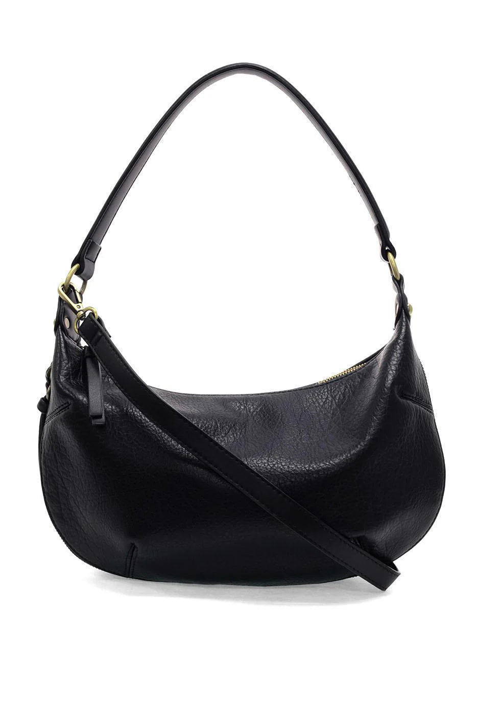 Black Yvette Expandable Zip Hobo/ Crossbody