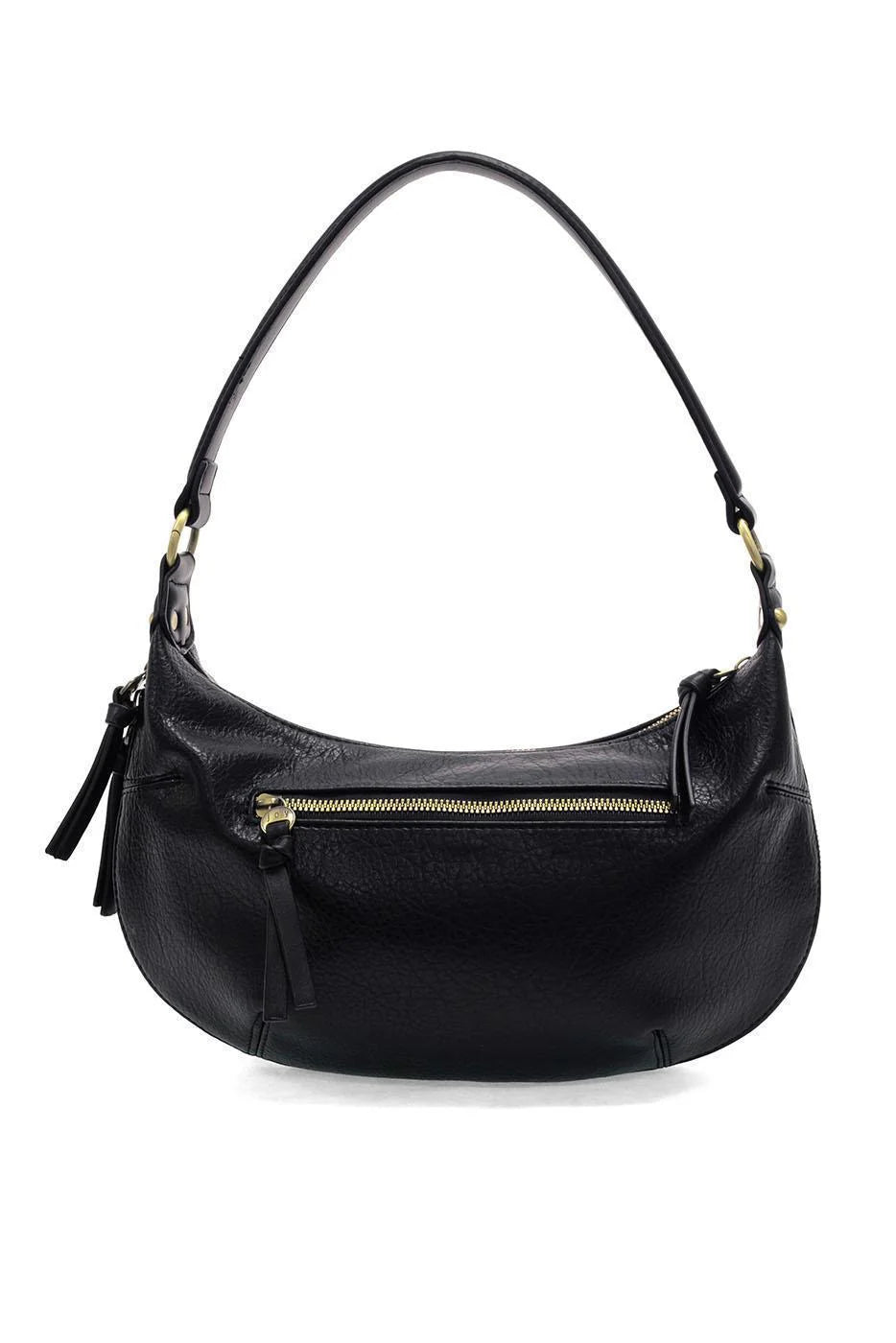 Black Yvette Expandable Zip Hobo/ Crossbody