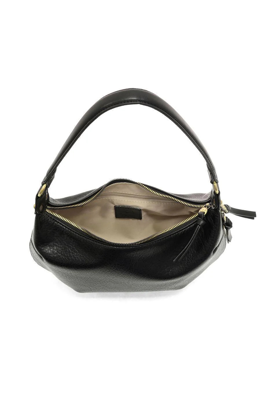 Black Yvette Expandable Zip Hobo/ Crossbody