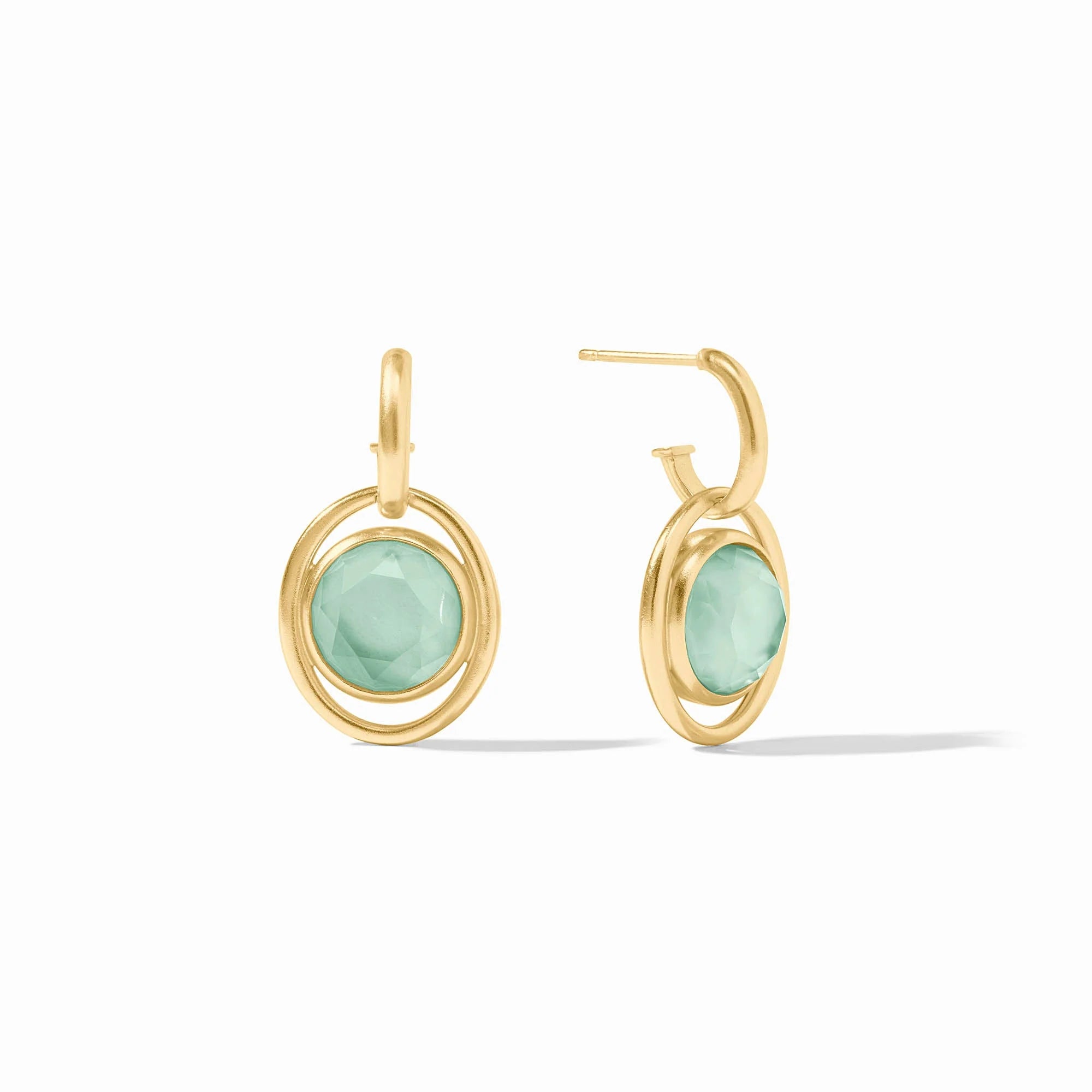 Laguna Hoop & Charm Earring - Iridescent Aquamarine Blue