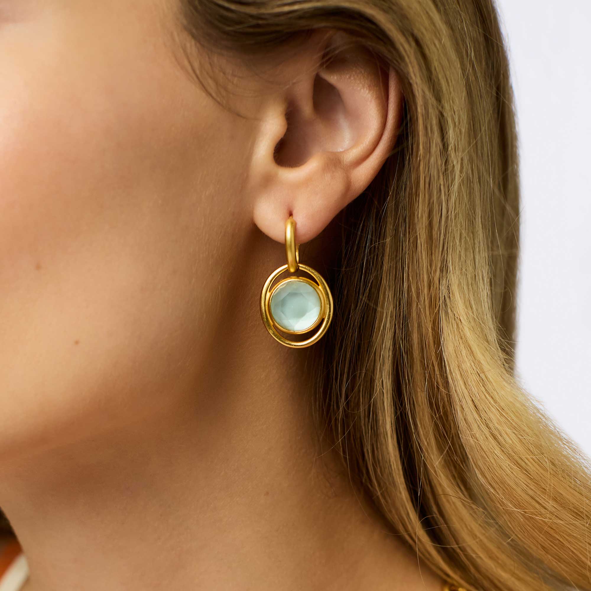 Laguna Hoop & Charm Earring - Iridescent Aquamarine Blue