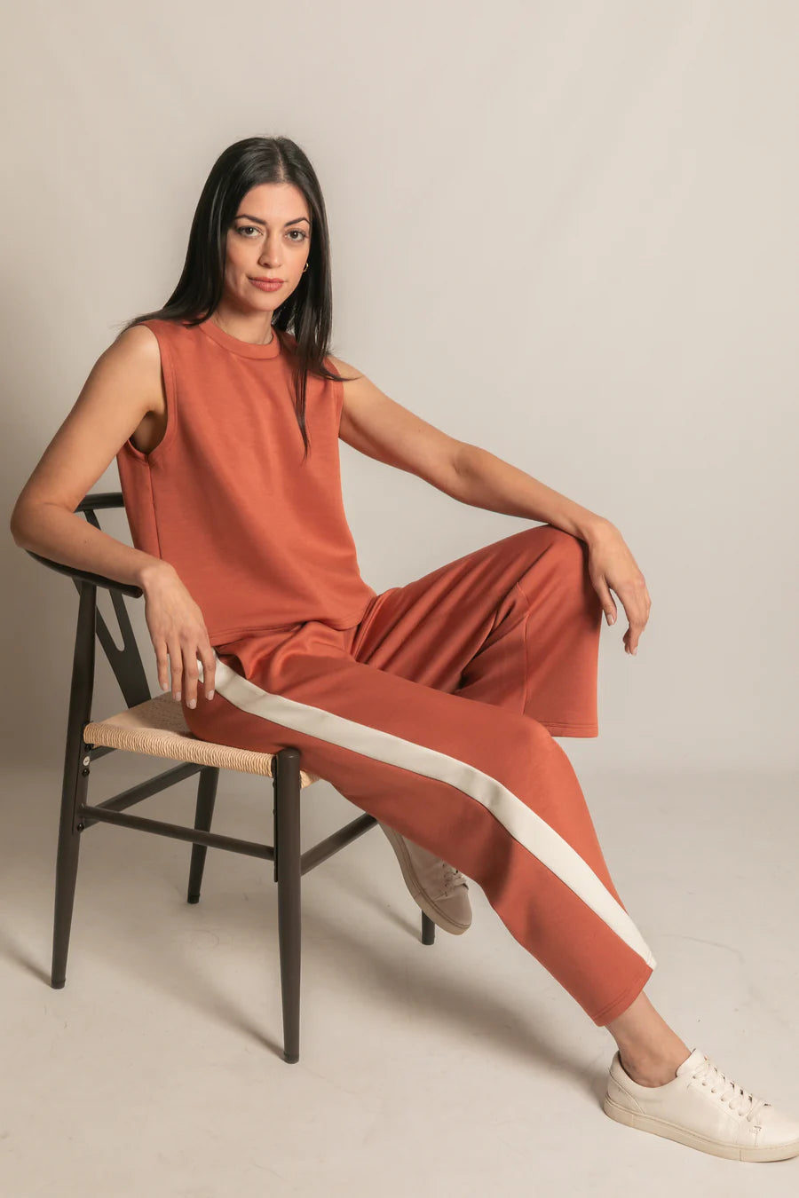 P. Cill Modal Side Stripe Wide Leg Pants