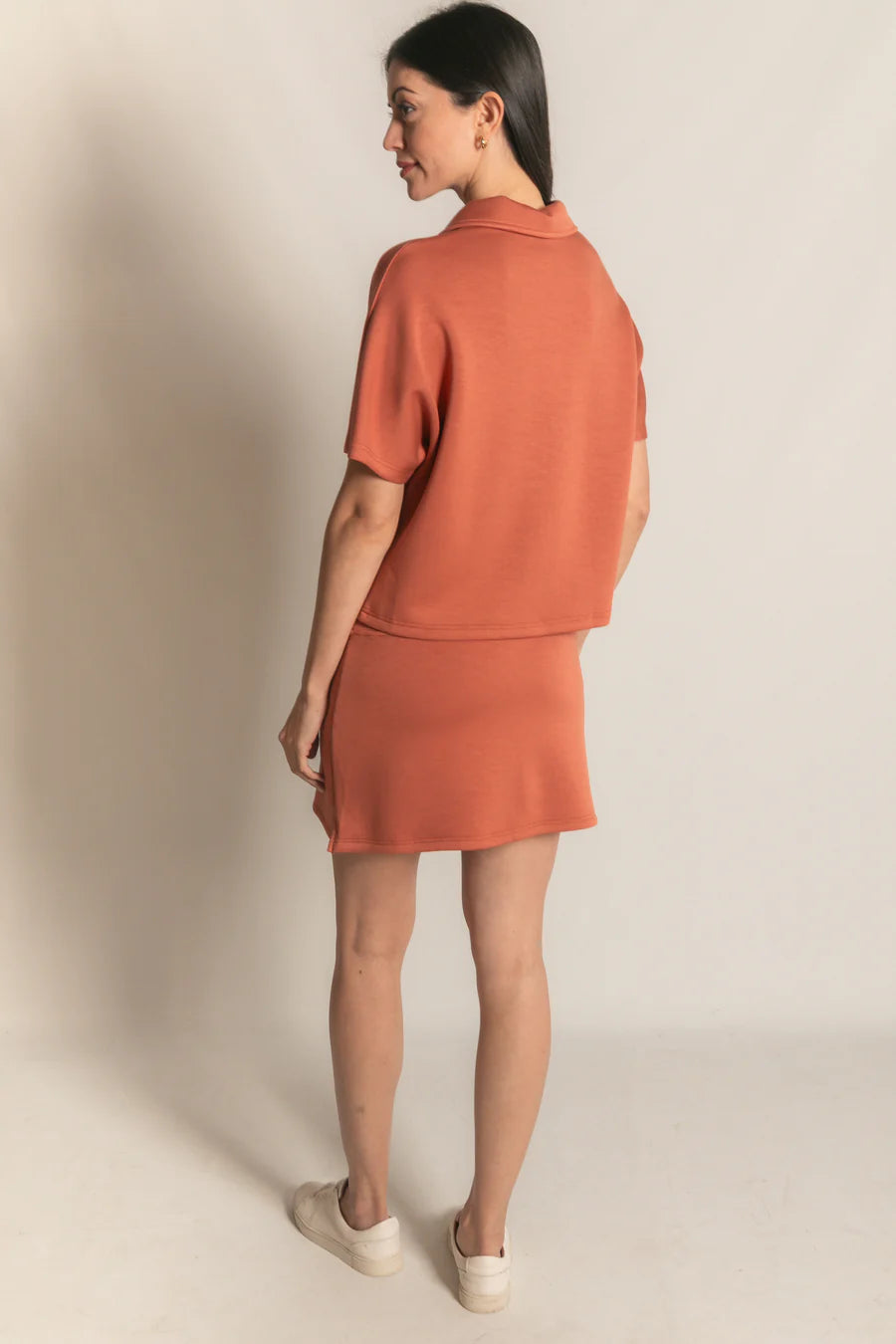 P. Cill Butter Modal Short Sleeve Quarter Zip Top