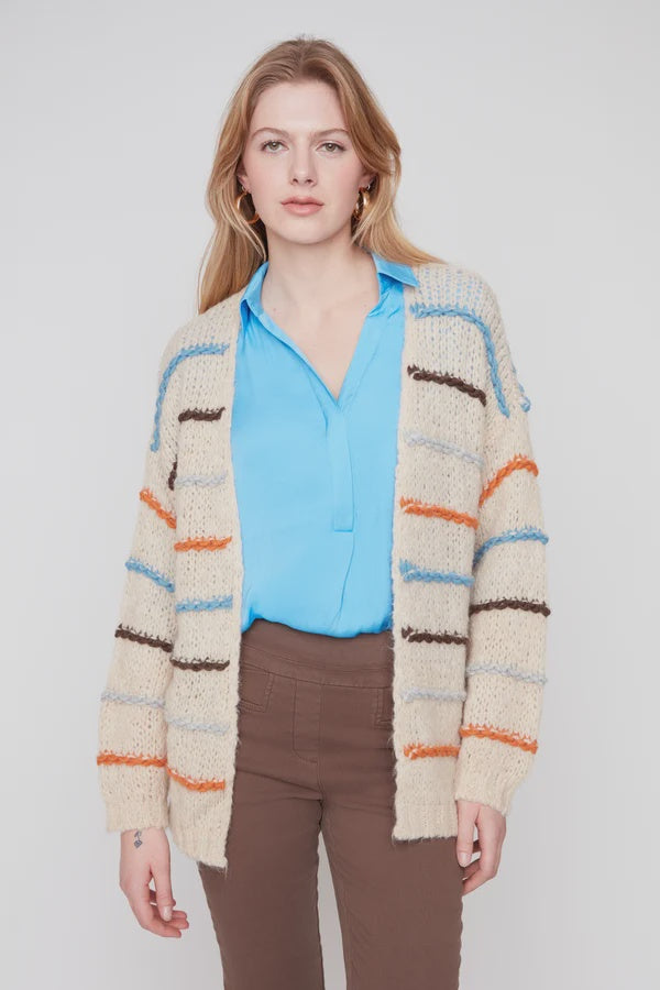 Textured Multicolor Knit Cardigan