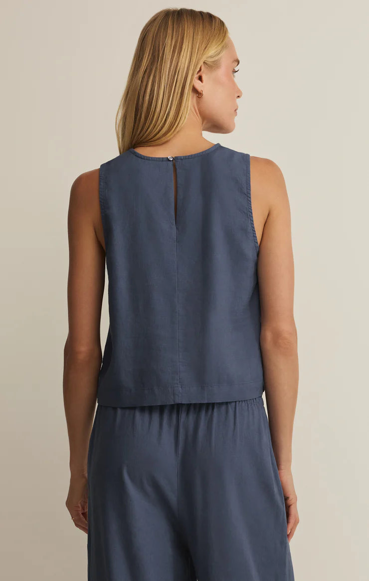 Sloan Linen Top Vintage Indigo