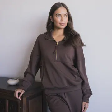 P. CILL Butter Modal Quarter Zip Up Pullover Top
