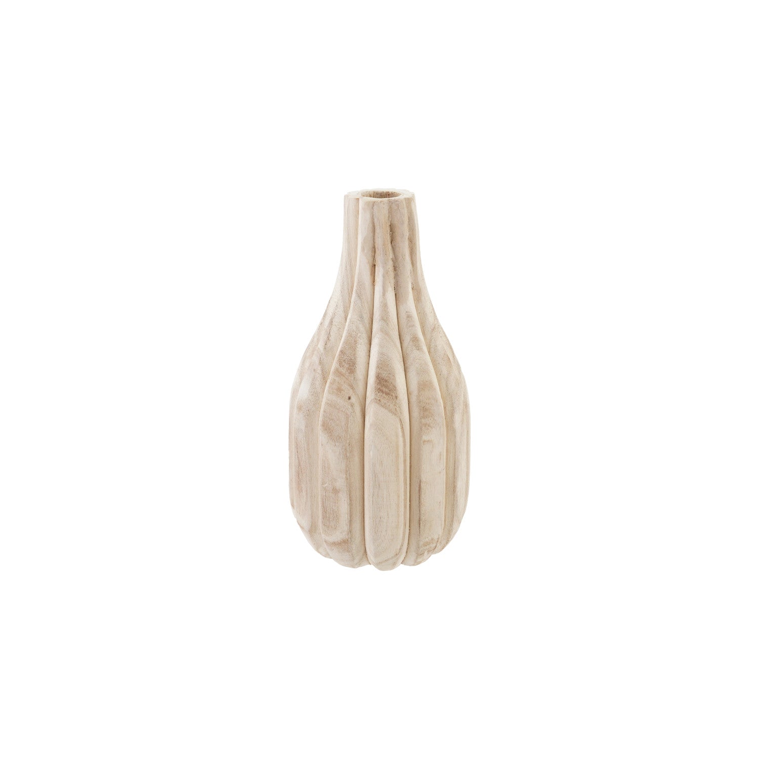 Decorative Carved Paulownia Wood Vase, Natural small