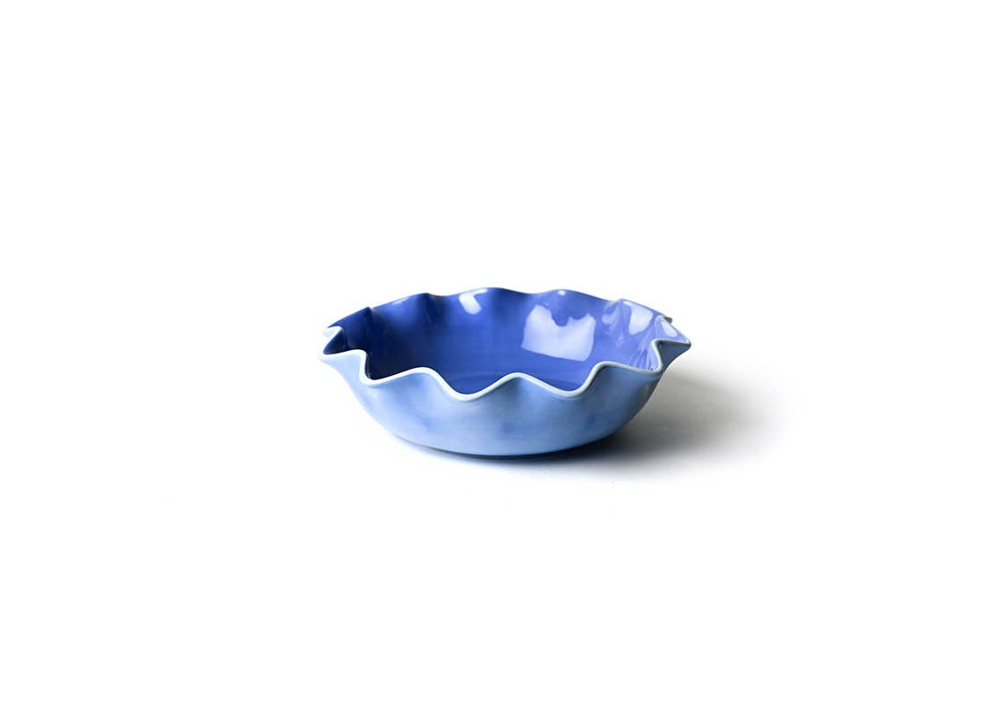 French Blue Color Block Ruffle Entree Bowl