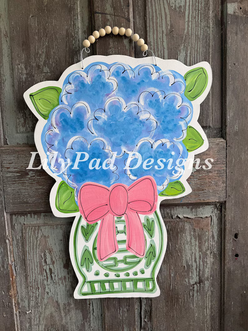 Blue Hydrangea Door Hanger