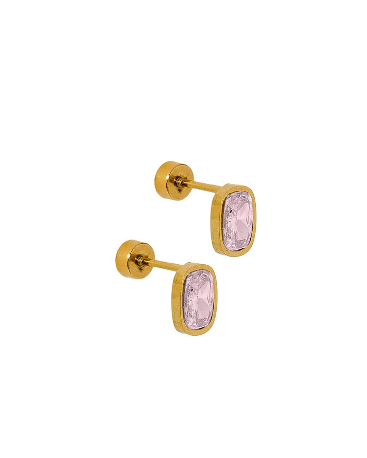 Screwback Stud Earrings- Kay Pink