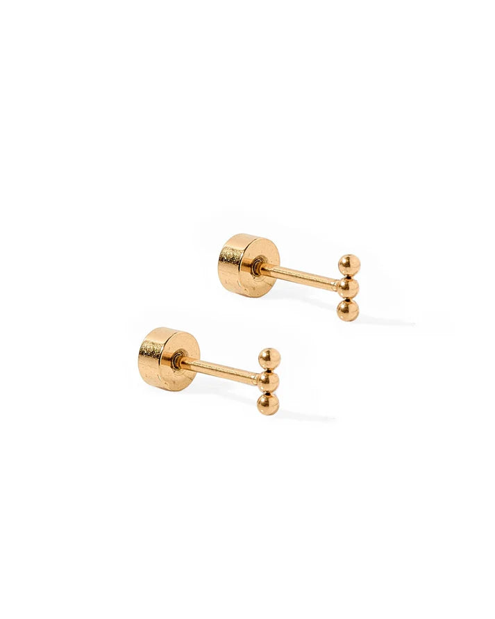 Screwback Stud Earrings- Micro Tally Gold