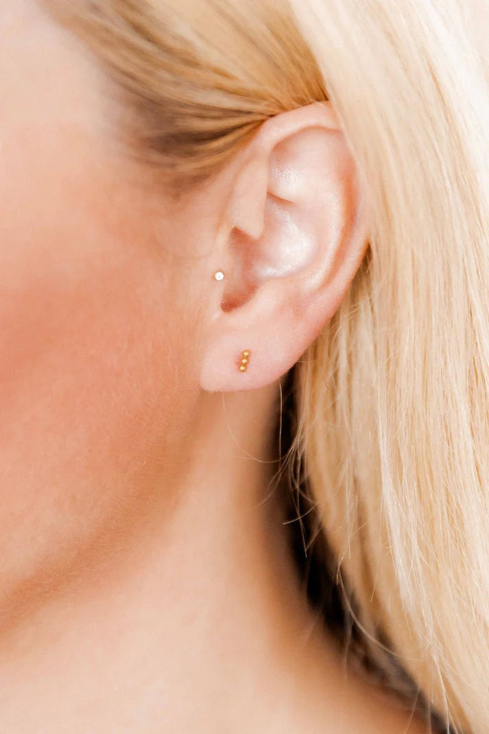 Screwback Stud Earrings- Micro Tally Gold