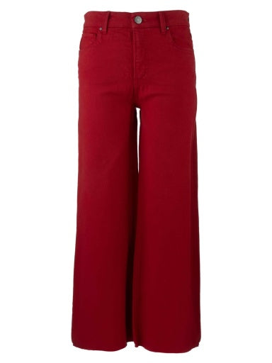 Ruby Red MEG HIGH RISE FAB AB WIDE LEG RAW HEM