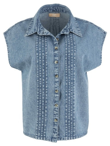 PENELOPE-DROP SHOULDER TOP W/ PIN TUCKS