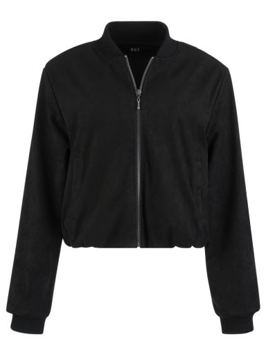 KENSIE- FAUX SUEDE ZIP FRONT JACKET