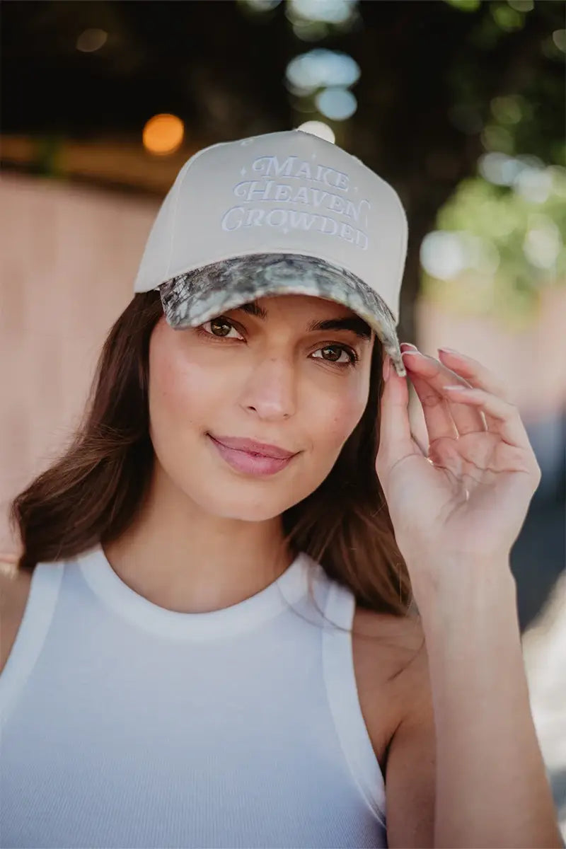 Make Heaven Crowded Vintage Trucker Hats Grad Gifts: Light Blue Floral