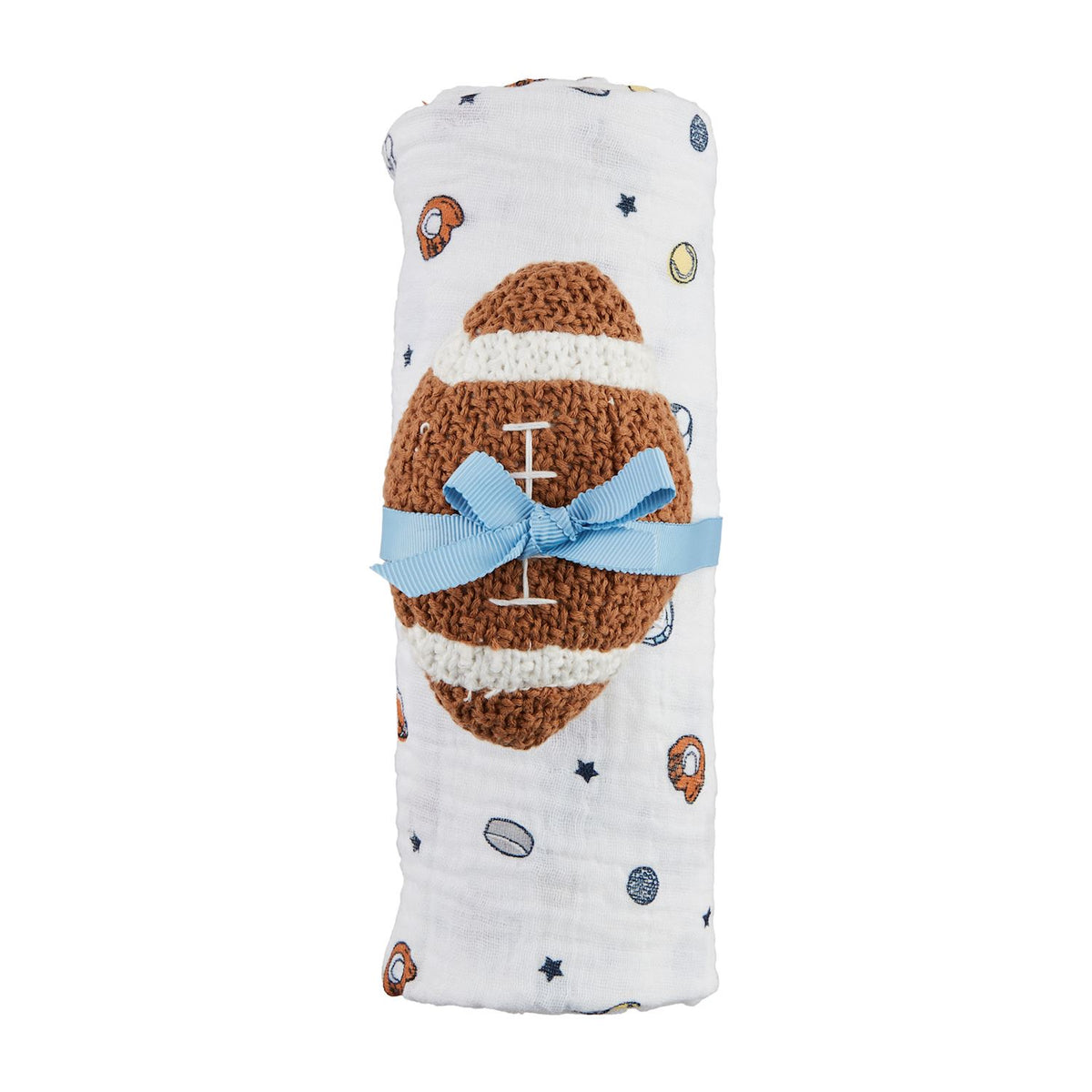 Sports Swaddle & Football Rattle Set