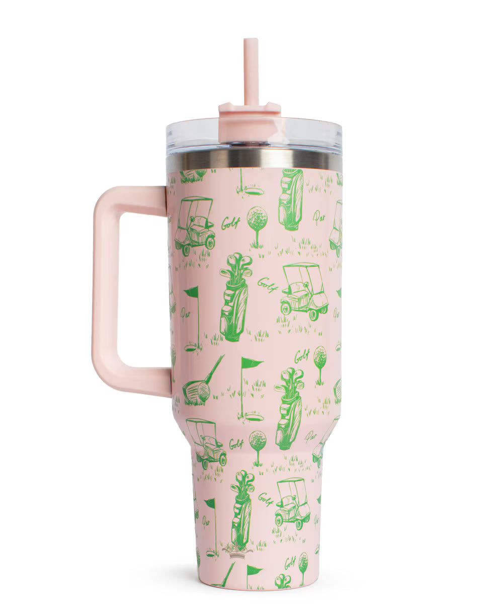 On Par Tumbler Light Pink/Green 40oz