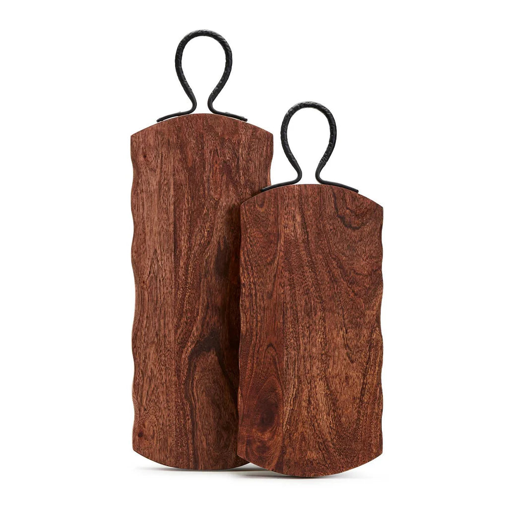 Rustic Edge  Serving Boards w/Hammered Iron Handle