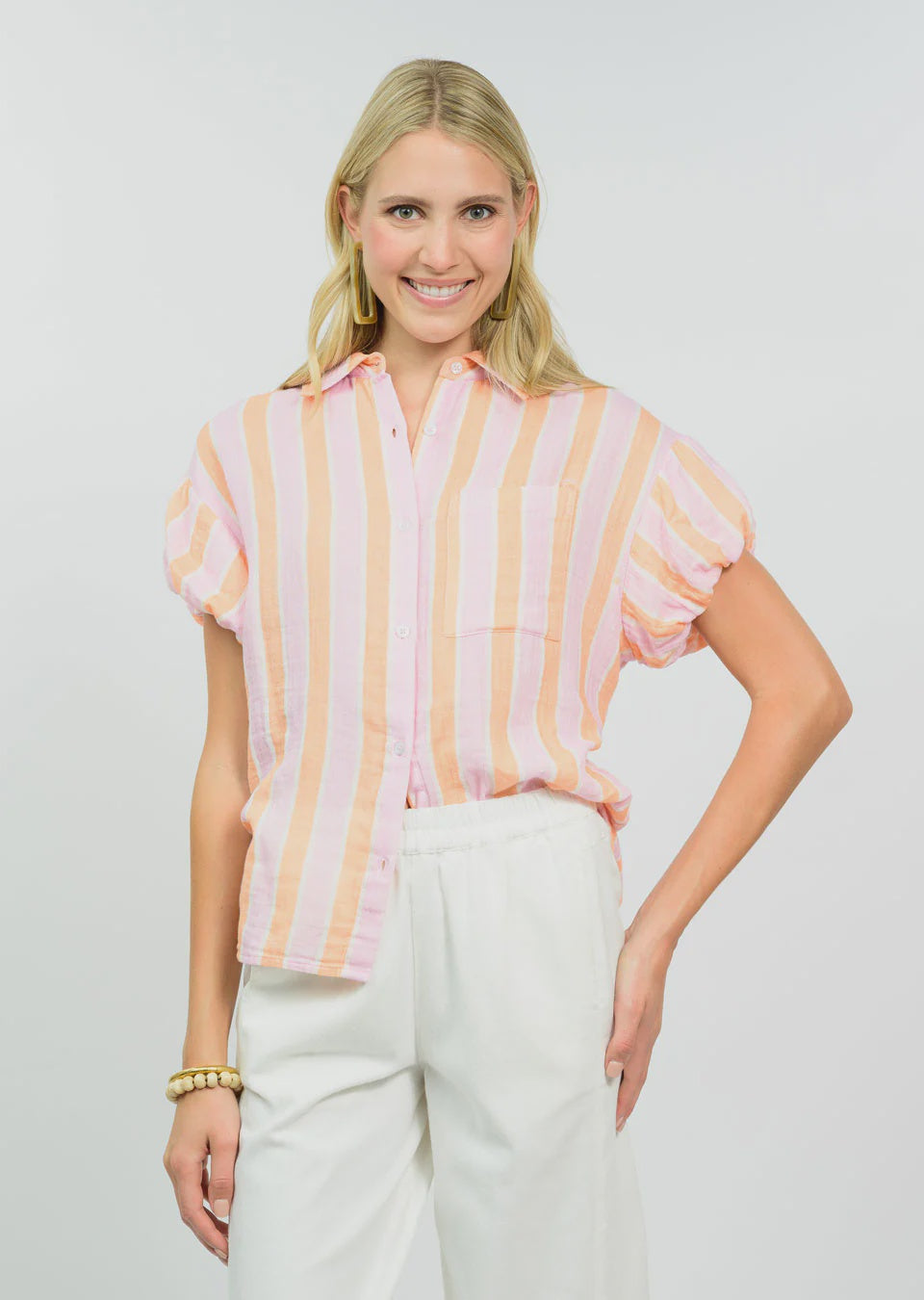 Striped Gauze Camp Shirt