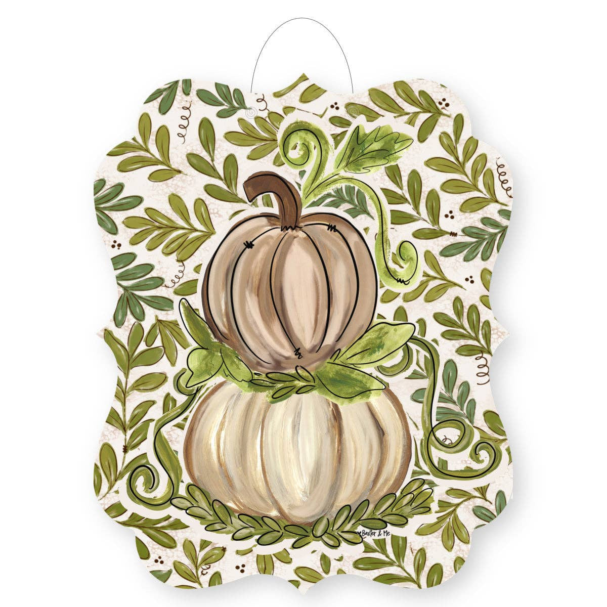 Olive Leaf Pumpkin Door Hanger