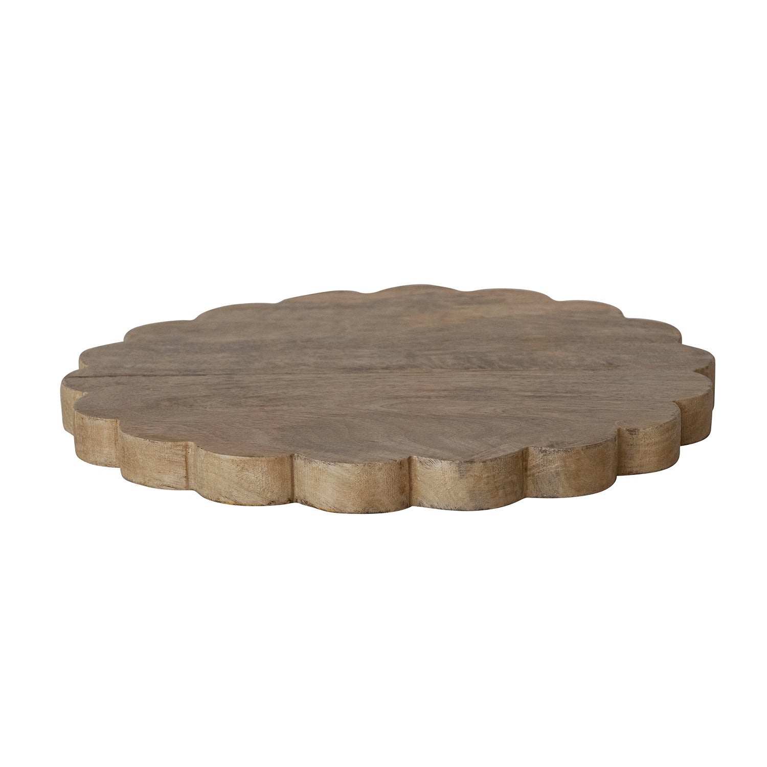 Hand-Carved Mango Wood Scalloped Cheese/Serving Board