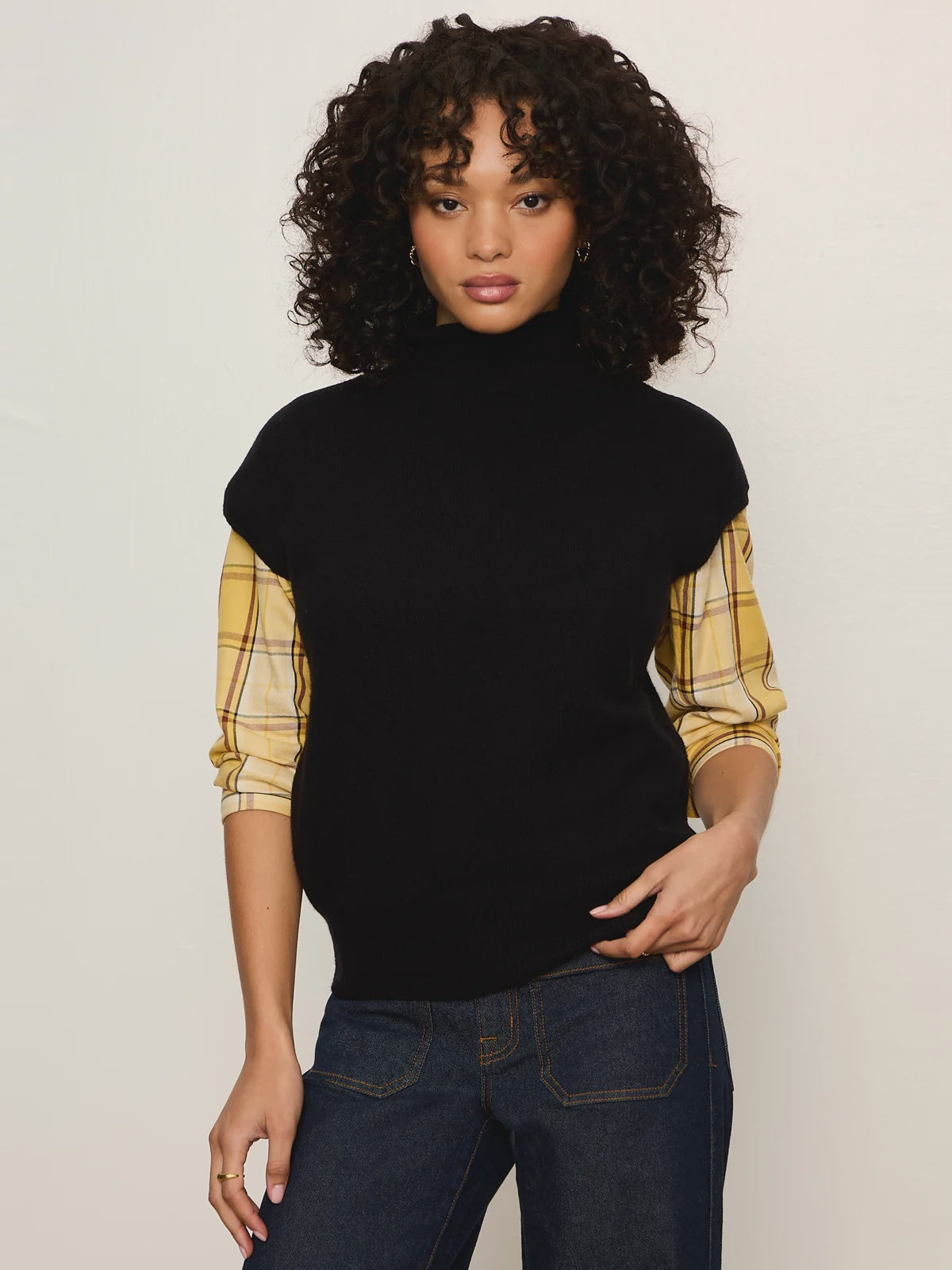 Mock Neck Sweater Shell Black
