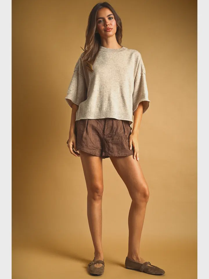 Short Sleeve Knit Crop Top Sweater