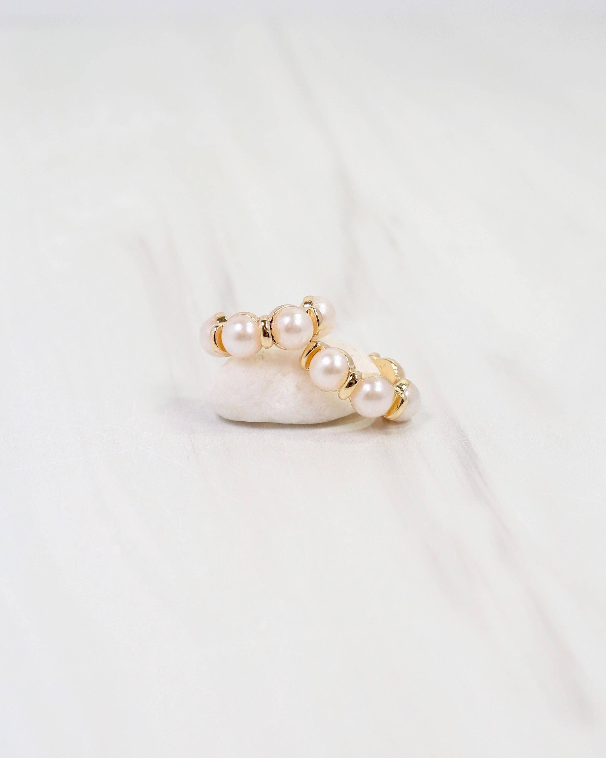 Brooking Pearl Mini Hoop Earring Cream