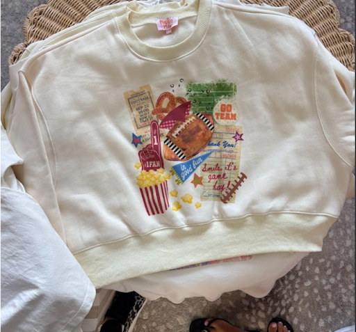 Football Collage Crop Sweatshirt