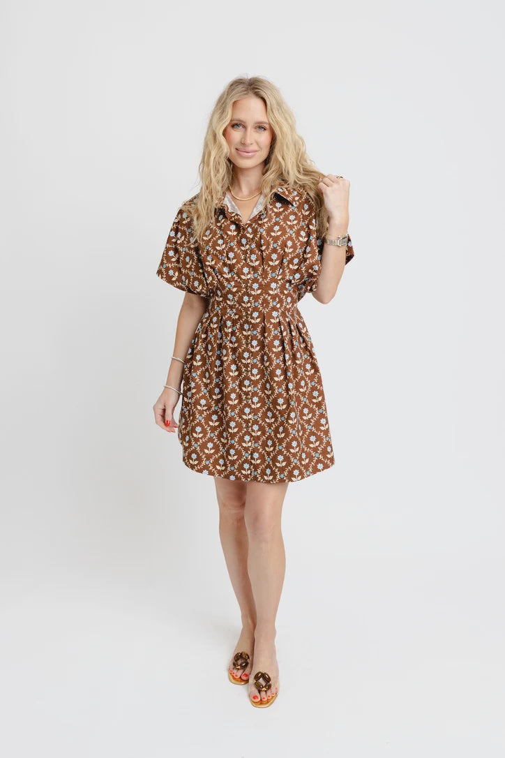 FLORAL POPLIN SHIRT DRESS