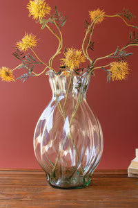Glass Melon Vase w/ Ruffled Edge