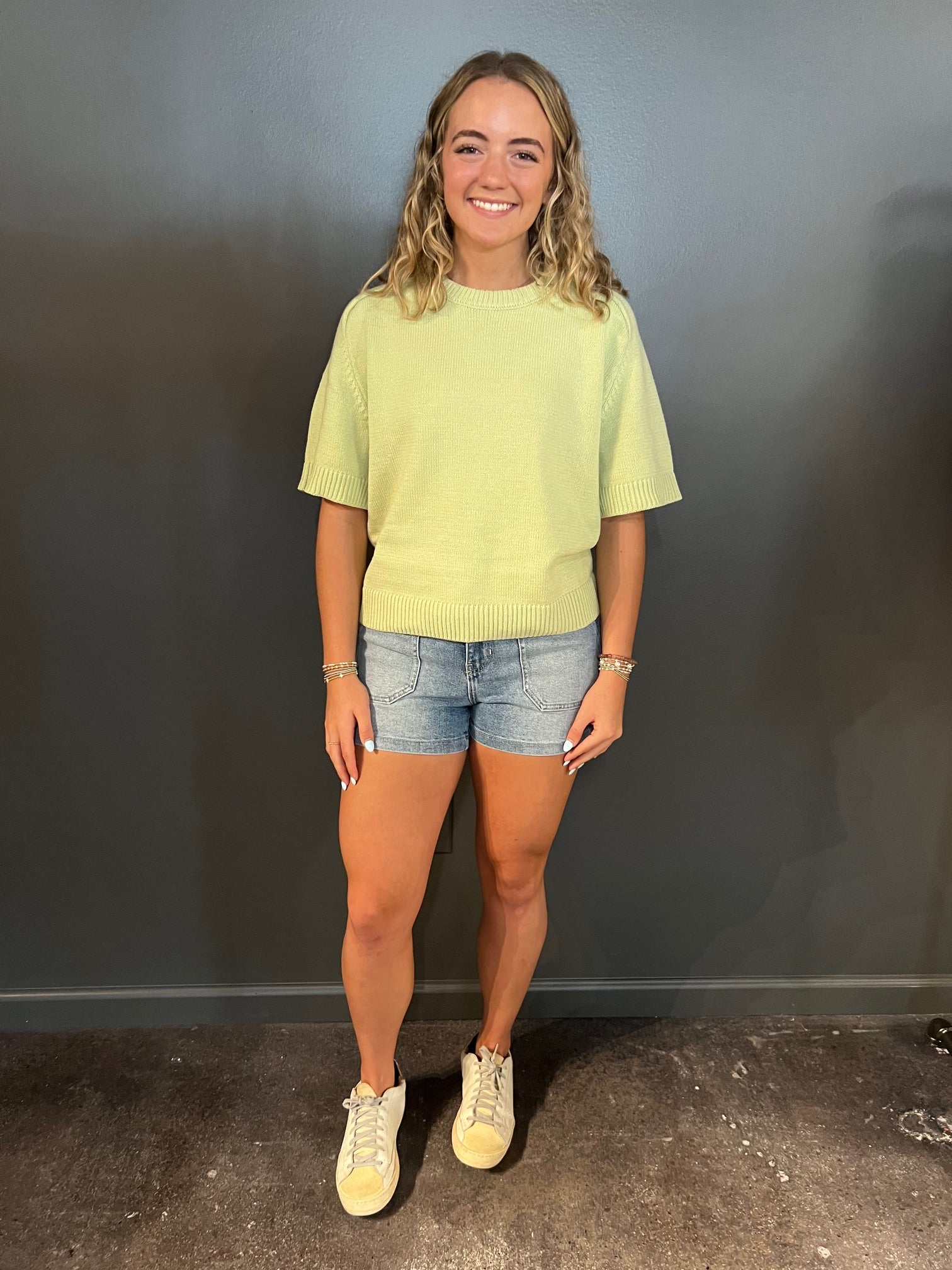 Mint Leaf Sweater Top w/ Raglan Sleeves